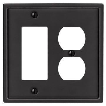 Moderne Matte Black Steel - 1 Rocker / 1 Duplex Wallplate - Wallplate Warehouse 148RDMB - B 070686020104 1 Rocker / 1 Duplex