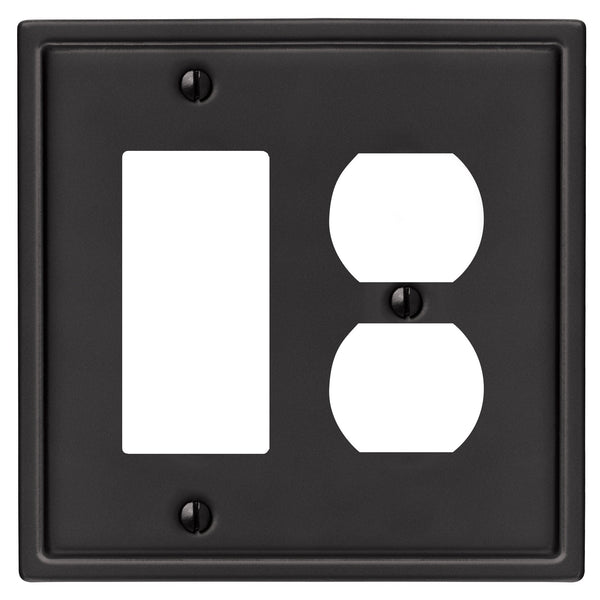 Moderne Matte Black Steel - 1 Rocker / 1 Duplex Wallplate - Wallplate Warehouse 148RDMB - B 070686020104 1 Rocker / 1 Duplex