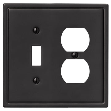 Moderne Matte Black Steel - 1 Toggle / 1 Duplex Wallplate - Wallplate Warehouse 148TDMB 070686008591 1 Toggle / 1 Duplex