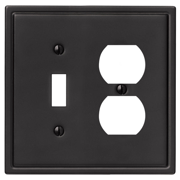Moderne Matte Black Steel - 1 Toggle / 1 Duplex Wallplate - Wallplate Warehouse 148TDMB 070686008591 1 Toggle / 1 Duplex