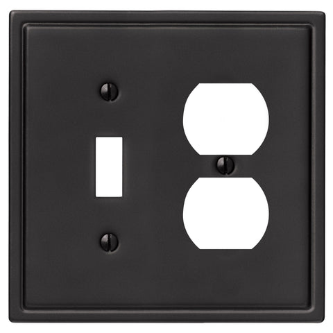 Moderne Matte Black Steel - 1 Toggle / 1 Duplex Wallplate - Wallplate Warehouse 148TDMB 070686008591 1 Toggle / 1 Duplex