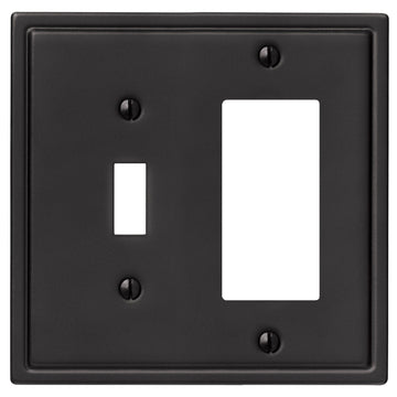 Moderne Matte Black Steel - 1 Toggle / 1 Rocker Wallplate - Wallplate Warehouse 148TRMB 070686008638 1 Toggle / 1 Rocker