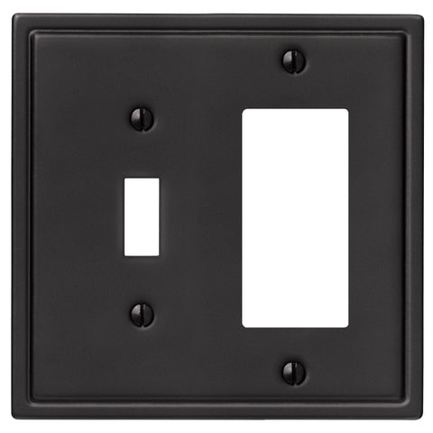 Moderne Matte Black Steel - 1 Toggle / 1 Rocker Wallplate - Wallplate Warehouse 148TRMB 070686008638 1 Toggle / 1 Rocker