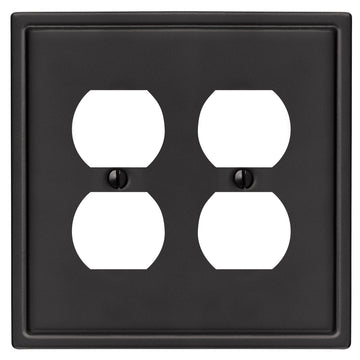 Moderne Matte Black Steel - 2 Duplex Wallplate - Wallplate Warehouse 148DDMB 070686008584 2 Duplex