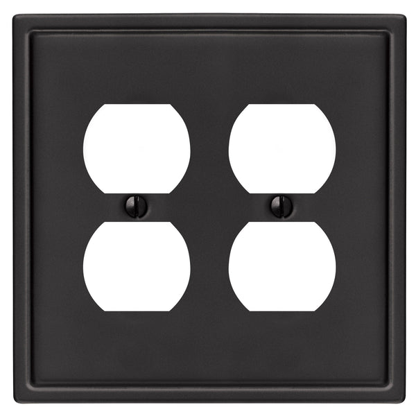Moderne Matte Black Steel - 2 Duplex Wallplate - Wallplate Warehouse 148DDMB 070686008584 2 Duplex