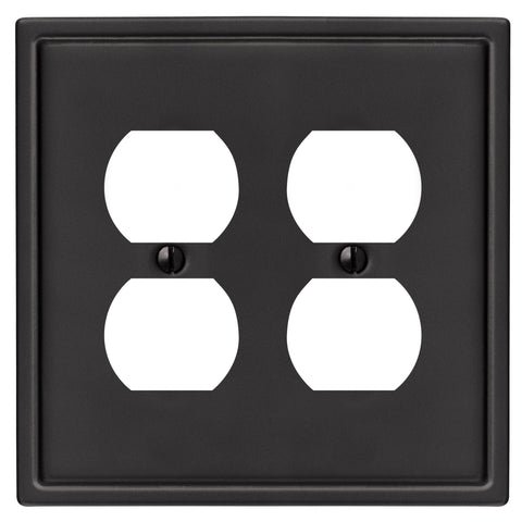Moderne Matte Black Steel - 2 Duplex Wallplate - Wallplate Warehouse 148DDMB 070686008584 2 Duplex