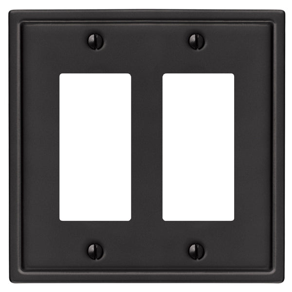 Moderne Matte Black Steel - 2 Rocker Wallplate - Wallplate Warehouse 148RRMB 070686008614 2 Rocker