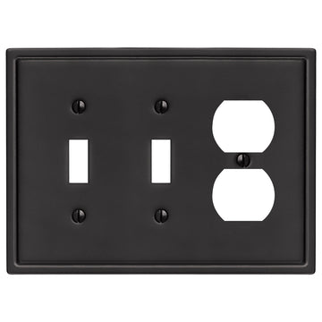 Moderne Matte Black Steel - 2 Toggle / 1 Duplex Wallplate - Wallplate Warehouse 148TTDMB - B 070686020135 2 Toggle / 1 Duplex