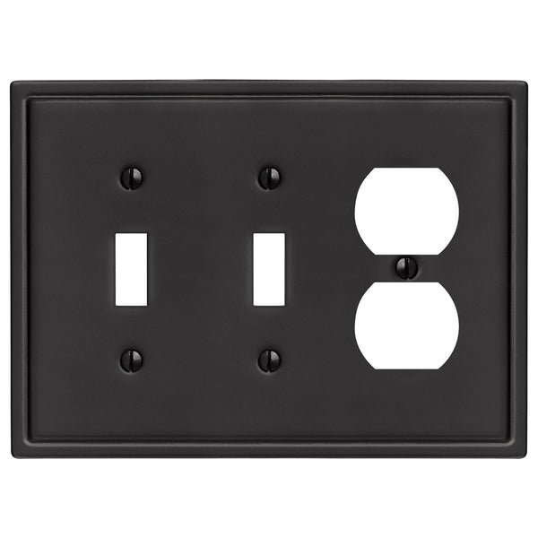 Moderne Matte Black Steel - 2 Toggle / 1 Duplex Wallplate - Wallplate Warehouse 148TTDMB - B 070686020135 2 Toggle / 1 Duplex