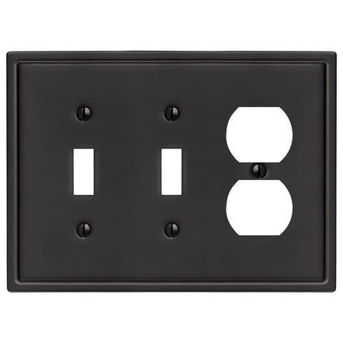 Moderne Matte Black Steel - 2 Toggle / 1 Duplex Wallplate - Wallplate Warehouse 148TTDMB - B 070686020135 2 Toggle / 1 Duplex