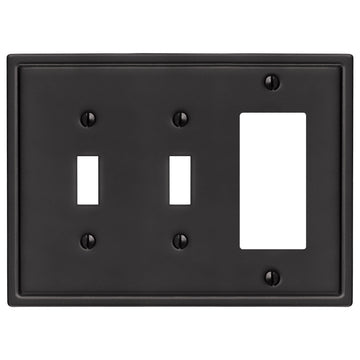 Moderne Matte Black Steel - 2 Toggle / 1 Rocker Wallplate - Wallplate Warehouse 148TTRMB - B 070686020142 2 Toggle / 1 Rocker