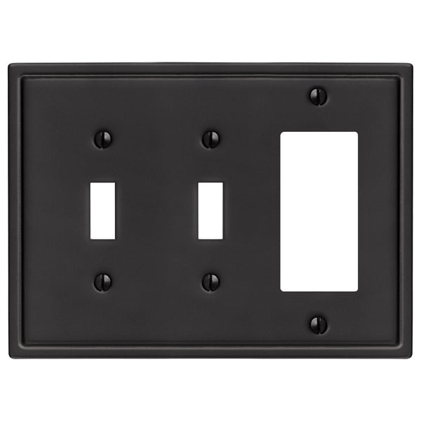 Moderne Matte Black Steel - 2 Toggle / 1 Rocker Wallplate - Wallplate Warehouse 148TTRMB - B 070686020142 2 Toggle / 1 Rocker