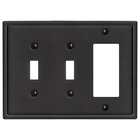 Moderne Matte Black Steel - 2 Toggle / 1 Rocker Wallplate - Wallplate Warehouse 148TTRMB - B 070686020142 2 Toggle / 1 Rocker