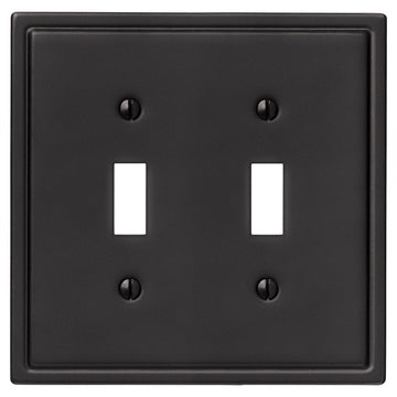 Moderne Matte Black Steel - 2 Toggle Wallplate - Wallplate Warehouse 148TTMB 070686008553 2 Toggle