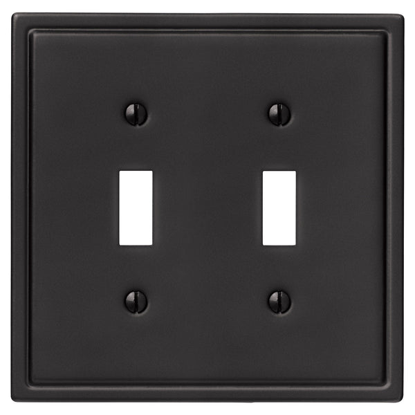 Moderne Matte Black Steel - 2 Toggle Wallplate - Wallplate Warehouse 148TTMB 070686008553 2 Toggle