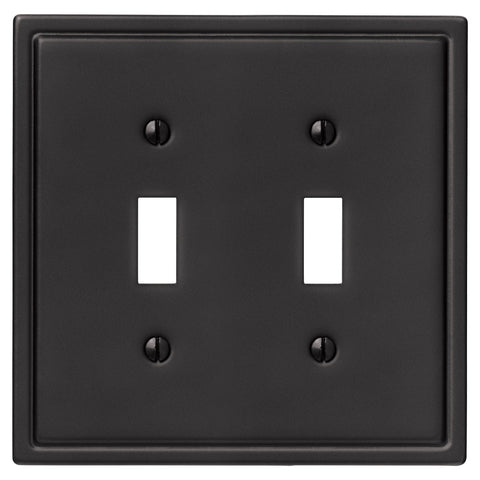 Moderne Matte Black Steel - 2 Toggle Wallplate - Wallplate Warehouse 148TTMB 070686008553 2 Toggle