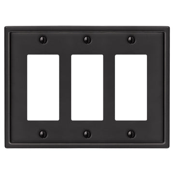 Moderne Matte Black Steel - 3 Rocker Wallplate - Wallplate Warehouse 148RRRMB 070686008621 3 Rocker
