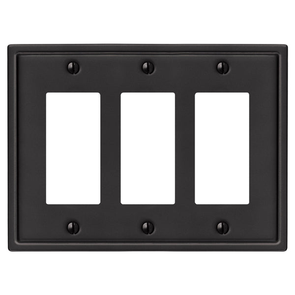 Moderne Matte Black Steel - 3 Rocker Wallplate - Wallplate Warehouse 148RRRMB 070686008621 3 Rocker