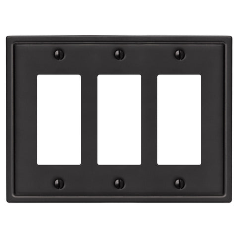 Moderne Matte Black Steel - 3 Rocker Wallplate - Wallplate Warehouse 148RRRMB 070686008621 3 Rocker
