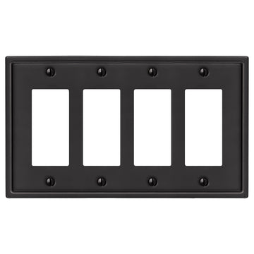 Moderne Matte Black Steel - 4 Rocker Wallplate - Wallplate Warehouse 148R4MB - B 070686020166 4 Rocker