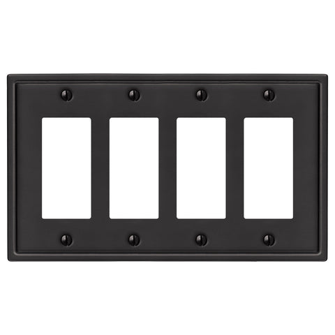 Moderne Matte Black Steel - 4 Rocker Wallplate - Wallplate Warehouse 148R4MB - B 070686020166 4 Rocker