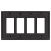 Moderne Matte Black Steel - 4 Rocker Wallplate - Wallplate Warehouse 148R4MB - B 070686020166 4 Rocker