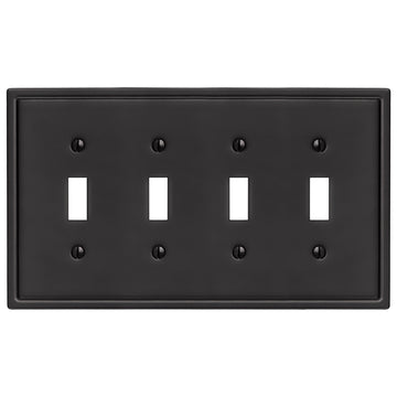 Moderne Matte Black Steel - 4 Toggle Wallplate - Wallplate Warehouse 148T4MB - B 070686020159 4 Toggle