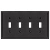 Moderne Matte Black Steel - 4 Toggle Wallplate - Wallplate Warehouse 148T4MB - B 070686020159 4 Toggle