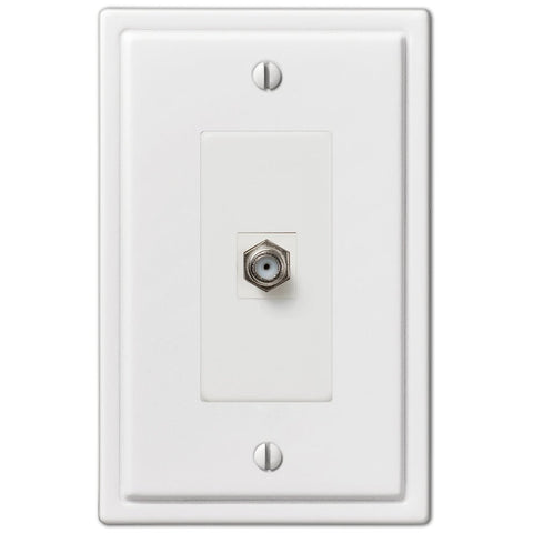 Moderne White Steel - 1 Cable Jack Wallplate - Wallplate Warehouse 148CXW 070686562673 Cable Jacks