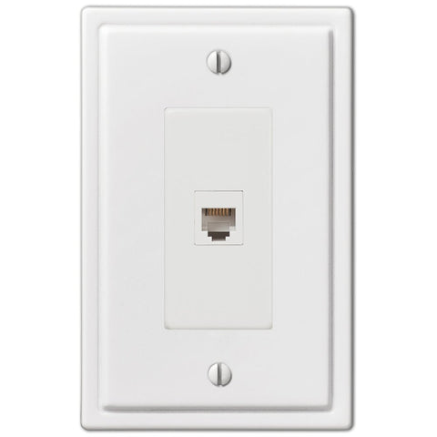 Moderne White Steel - 1 Phone Jack Wallplate - Wallplate Warehouse 148PHW 070686562680 Phone Jacks