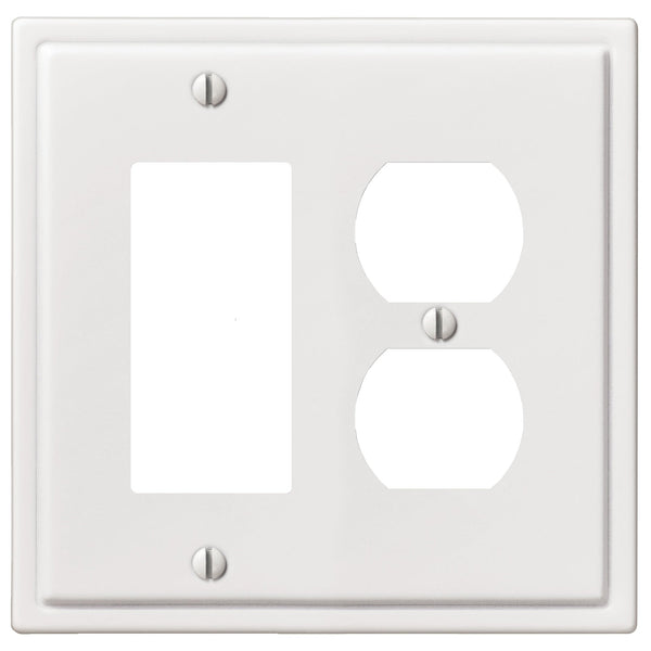 Moderne White Steel - 1 Rocker / 1 Duplex Wallplate - Wallplate Warehouse 148RDW - B 070686020173 1 Rocker / 1 Duplex