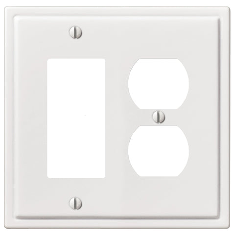 Moderne White Steel - 1 Rocker / 1 Duplex Wallplate - Wallplate Warehouse 148RDW - B 070686020173 1 Rocker / 1 Duplex