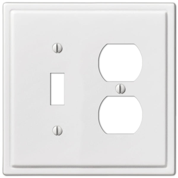 Moderne White Steel - 1 Toggle / 1 Duplex Wallplate - Wallplate Warehouse 148TDW 070686562628 1 Toggle / 1 Duplex