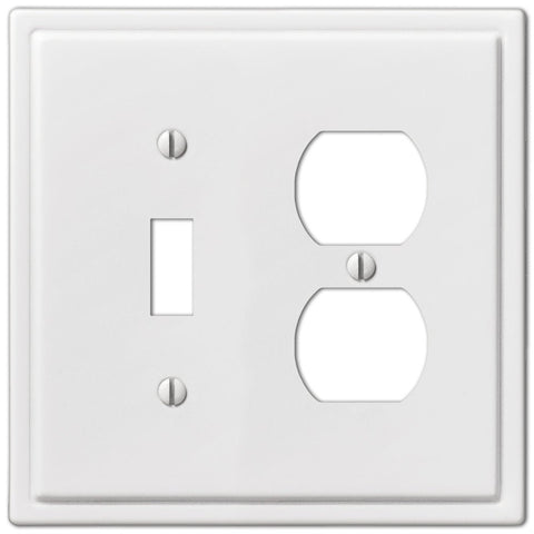 Moderne White Steel - 1 Toggle / 1 Duplex Wallplate - Wallplate Warehouse 148TDW 070686562628 1 Toggle / 1 Duplex
