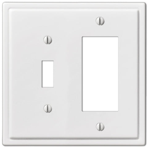 Moderne White Steel - 1 Toggle / 1 Rocker Wallplate - Wallplate Warehouse 148TRW 070686562666 1 Toggle / 1 Rocker