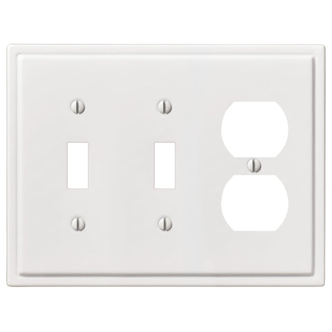 Moderne White Steel - 2 Toggle / 1 Duplex Wallplate - Wallplate Warehouse 148TTDW - B 070686020197 2 Toggle / 1 Duplex
