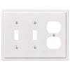 Moderne White Steel - 2 Toggle / 1 Duplex Wallplate - Wallplate Warehouse 148TTDW - B 070686020197 2 Toggle / 1 Duplex