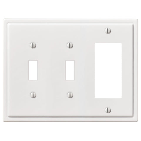 Moderne White Steel - 2 Toggle / 1 Rocker Wallplate - Wallplate Warehouse 148TTRW - B 070686020203 2 Toggle / 1 Rocker