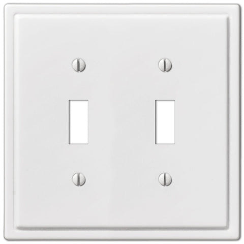 Moderne White Steel - 2 Toggle Wallplate - Wallplate Warehouse 148TTW 070686562581 2 Toggle