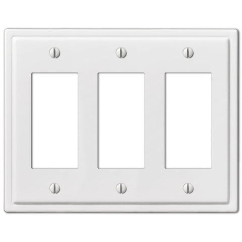 Moderne White Steel - 3 Rocker Wallplate - Wallplate Warehouse 148RRRW 070686562659 3 Rocker