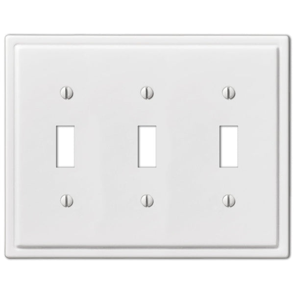 Moderne White Steel - 3 Toggle Wallplate - Wallplate Warehouse 148TTTW 070686562598 3 Toggle