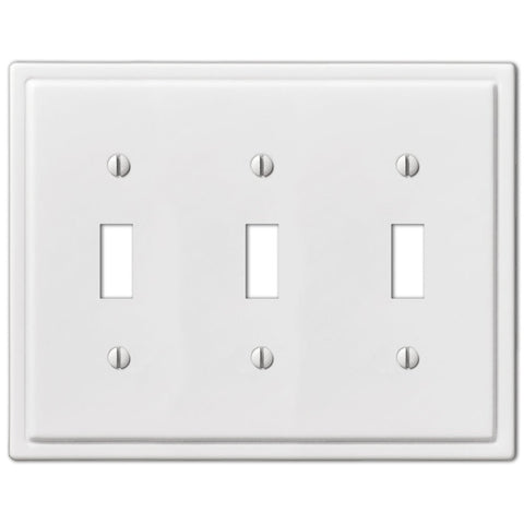 Moderne White Steel - 3 Toggle Wallplate - Wallplate Warehouse 148TTTW 070686562598 3 Toggle