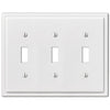 Moderne White Steel - 3 Toggle Wallplate - Wallplate Warehouse 148TTTW 070686562598 3 Toggle