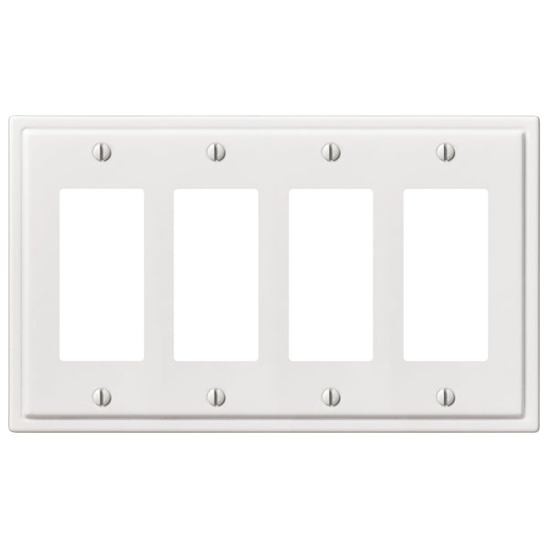 Moderne White Steel - 4 Rocker Wallplate - Wallplate Warehouse 148R4W - B 070686020227 4 Rocker