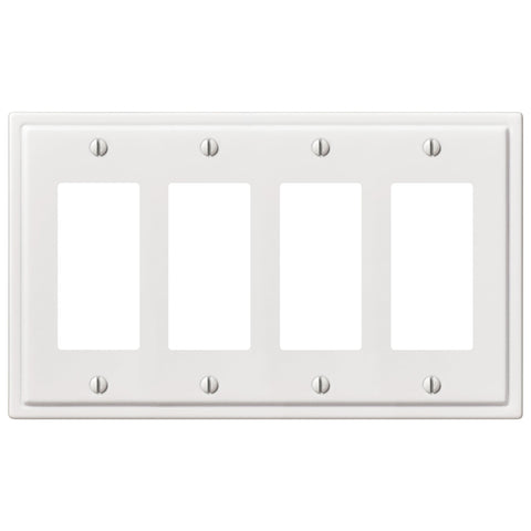 Moderne White Steel - 4 Rocker Wallplate - Wallplate Warehouse 148R4W - B 070686020227 4 Rocker