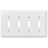 Moderne White Steel - 4 Toggle Wallplate - Wallplate Warehouse 148T4W - B 070686020210 4 Toggle