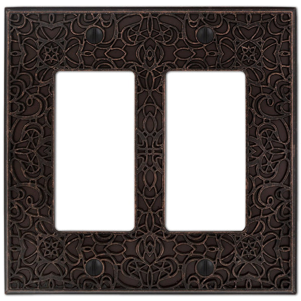 Momfort Aged Bronze Cast - 2 Rocker Wallplate - Wallplate Warehouse 73RRDB 070686585931 2 Rocker