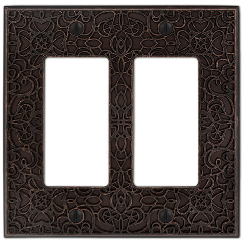 Momfort Aged Bronze Cast - 2 Rocker Wallplate - Wallplate Warehouse 73RRDB 070686585931 2 Rocker