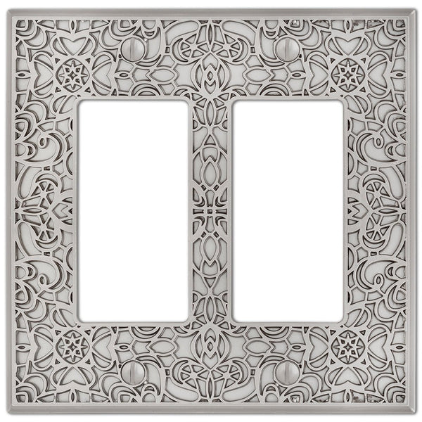 Momfort Satin Nickel Cast - 2 Rocker Wallplate - Wallplate Warehouse 73RRN 070686585788 2 Rocker