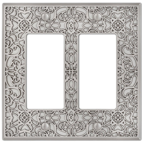 Momfort Satin Nickel Cast - 2 Rocker Wallplate - Wallplate Warehouse 73RRN 070686585788 2 Rocker